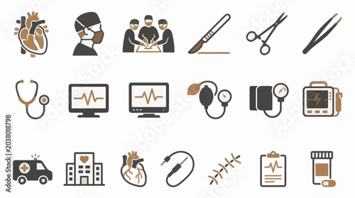 Foto Professional Medical Icons Flat Vector Set Healthcare Technology Business Ready