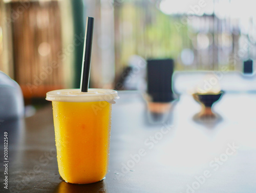 Bild auf Leinwand Vibrant tropical fruit drinks mango flavors, perfect for healthy living, summer