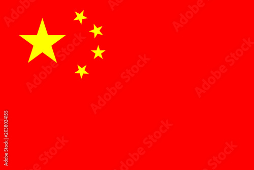 National flag of China with red background and five yellow stars, flat vector illustration