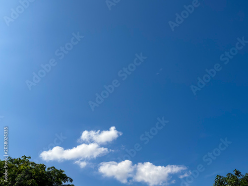 Bild auf Leinwand Unblemished cerulean firmament stretching endlessly, punctuated by gentle white