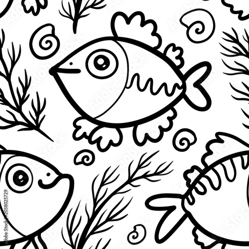 seamless pattern with fishes 