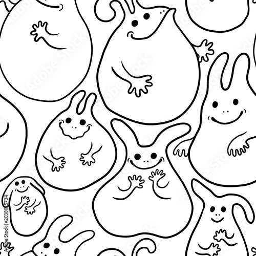seamless pattern with ghosts black and white halloween image 