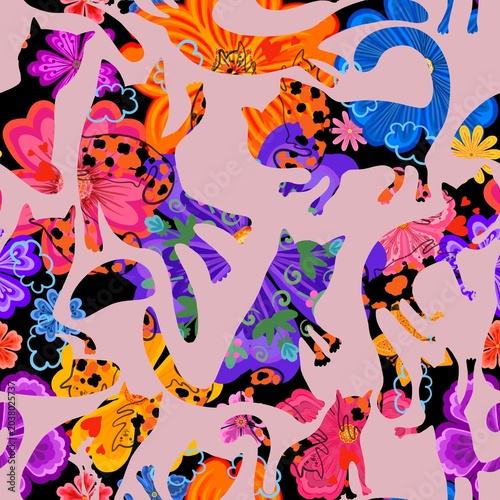 seamless pattern with cats