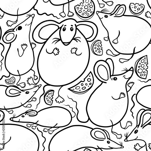 seamless pattern with mouse black and white seamless abstract pattern background fabric fashion design print wrapping paper digital illustration art texture textile wallpaper apparel image 