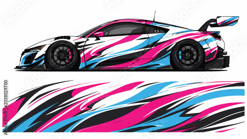 Colorful racing car side view 8.