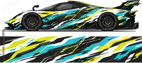 Colorful sports car side view 12.