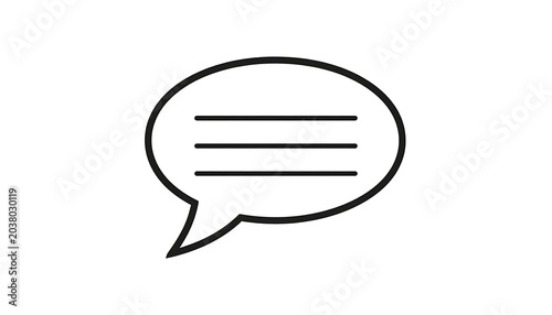Speech bubble outline icon with three horizontal lines inside, simple communication symbol