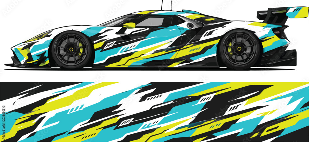 Naklejka premium Racing Car with Colorful Design 1.