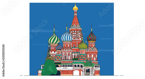 Saint Basil's Cathedral Moscow Russia Landmark Vector Art