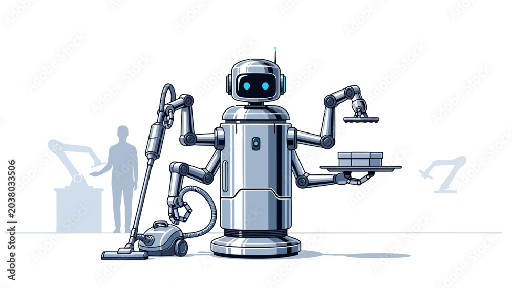 Fototapeta premium Robot with cleaning tools.