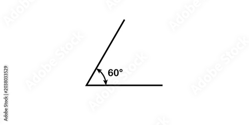 Acute Angle. 60 Degree Symbol in Mathematics.