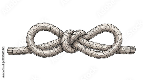 Rope Knot Tying Illustration.