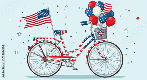 Patriotic Bicycle Decorated for Independence Day Celebration