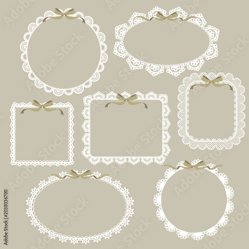 Coquette bow frame set, vintage romantic decorative border, Elegant grandmillennial and whimsical style element with cute ribbons. perfect for baby shower , wedding invitation cards, scrapbooking.
