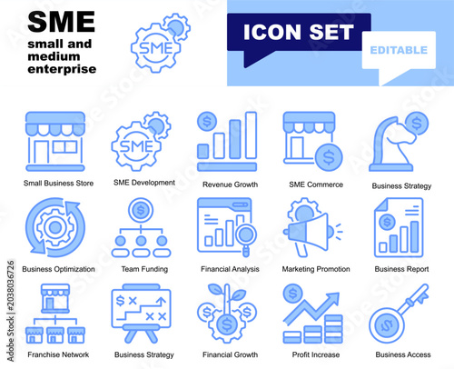 Canvastavla SME Small and Medium Enterprise, icon set
