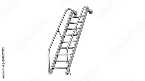 Metal Ladder with Rail.