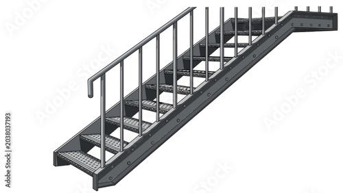 Metal Staircase with Railing.