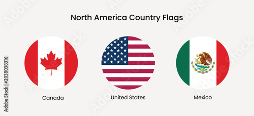 Obraz na płótnie North America flags collection vector elements