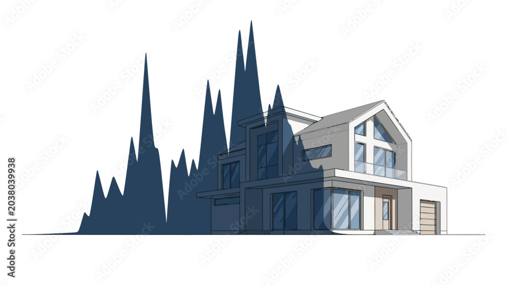 Obraz premium Modern House with Trees.
