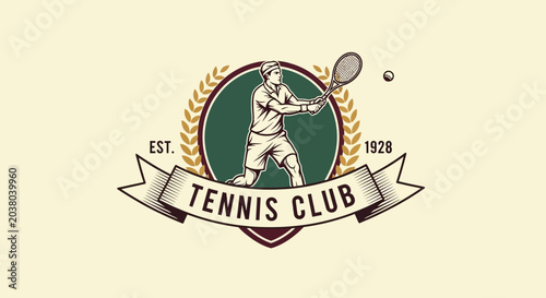 Schilderij op canvas Vintage Tennis Club Emblem Logo Design