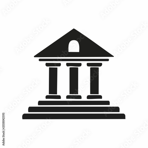 Minimalist Iconic Vector of a Classical Building Facade with Three Columns