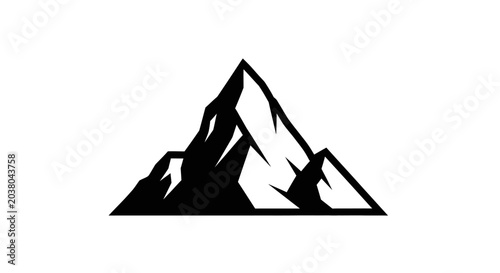 Bild auf Leinwand Black silhouette of mountain peak.