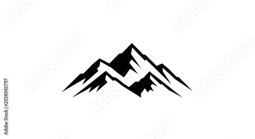 Black silhouette of mountain peaks.