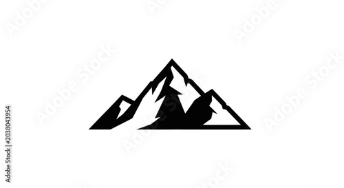 Black silhouette of mountain peaks.