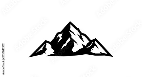 Canvas-taulu Black silhouette of mountain peaks.