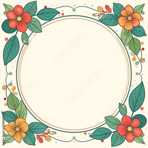 Decorative floral circle frame