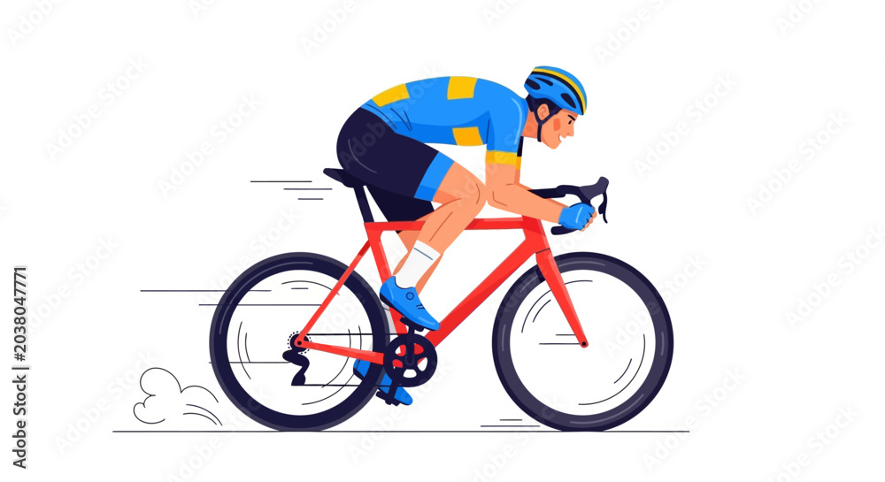 Fototapeta premium Professional cyclist riding a bicycle fast.