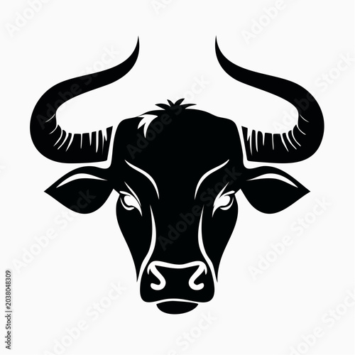 Powerful bull head silhouette displaying strength and wild nature artistic design