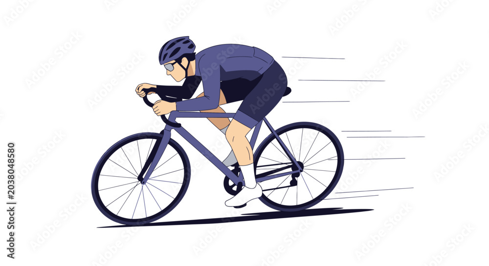 Fototapeta premium Cyclist riding a bicycle quickly outdoors.