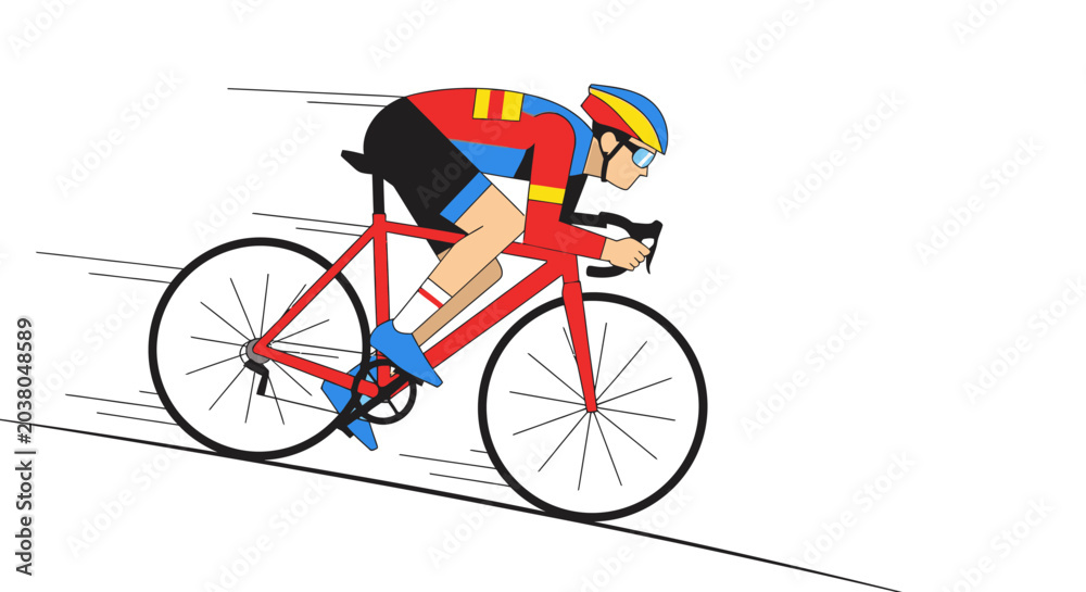 Fototapeta premium Professional cyclist riding a bicycle fast.