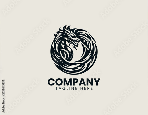 Dragon Letter D Tribal Minimalist Black Vector Logo Mythical Monogram Design