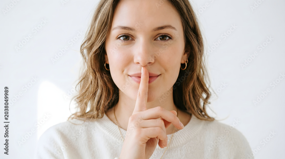 Fototapeta premium woman making shh gesture for silence