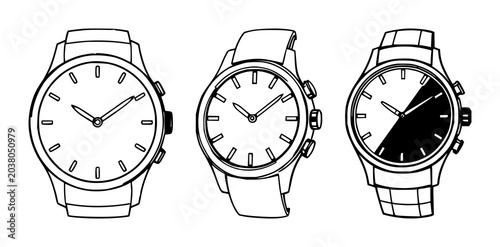 Photos Smart watch set with sleek industrial design and digital interface featuring chr