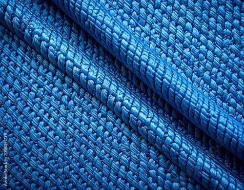 Deep blue textured fabric.  Folded and draped