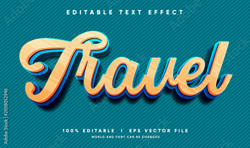 editable travel 3d vector text effect with modern style