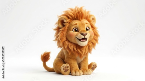 Cute cartoon baby lion sitting illustration with illustration, wildlife