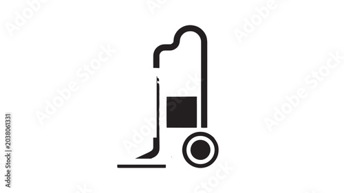 Schilderij op canvas Minimalist vacuum cleaner icon, black line art of industrial cleaning equipment,