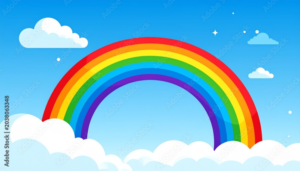 Fototapeta premium Vibrant rainbow in a clear blue sky.