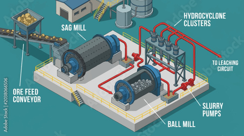 Detailed diagram of mining processing equipment.