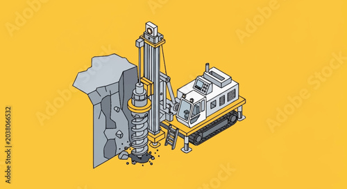 Industrial drilling machine in operation.