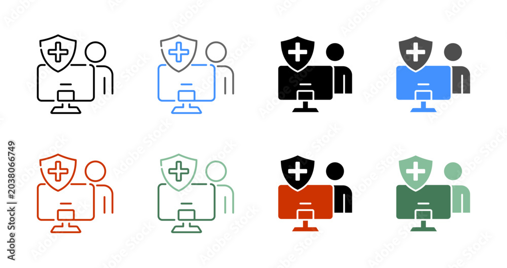 Fototapeta premium Virtual Doctor Consultation Icon Vector Illustration Editable