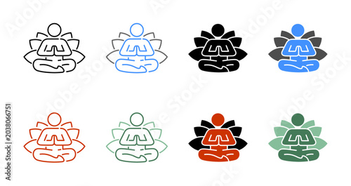 Canvas Print Holistic Wellness and Lotus Flower Icon Vector Illustration Editable