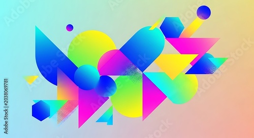Vibrant colorful geometric shapes background.