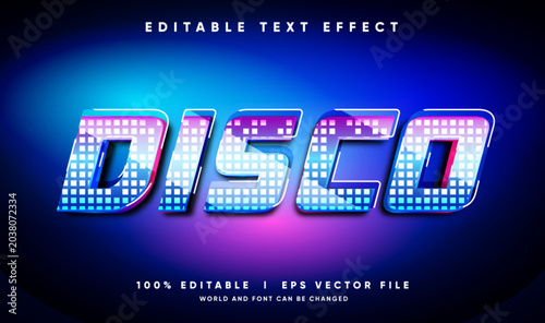 editable disco 3d vector text effect with modern style