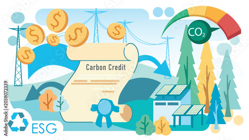 Carbon Credit and Solar Energy Sustainability Concept