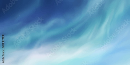 Fotografie Abstract ethereal wisps of cirrus clouds paint the sky in serene shades of blue and white, creating a dreamlike atmospheric canvas